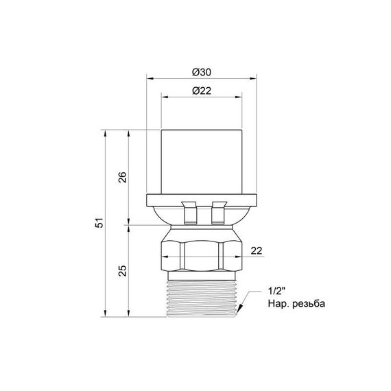 Перехідник прес Icma 20х1/2" ЗР №402 | Зображення 1