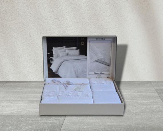 Комплект постельного белья First Choice Vip Satin Moonlight 200x220 Buhara White | Зображення 1