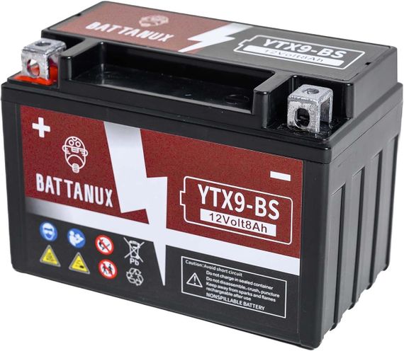 Аккумулятор для мотоцикла Battanux YTX9-BS, герметичная SLA/AGM 12 В 8 А·ч, аккумулятор для квадроциклов | Зображення 5