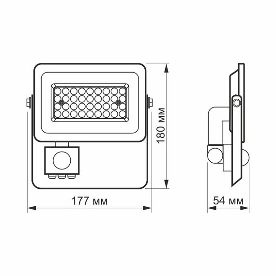 Светодиодный прожектор VIDEX F2e 30W 5000K VL-F2e305W-S с регулируемым датчиком движения и освещенности | Зображення 5