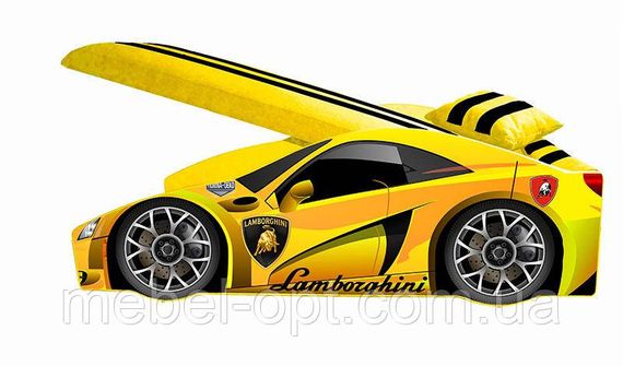 Кровать машинка серия Элит модель Lamborghini желтая со спортивным матрасом и подушкой | Зображення 1