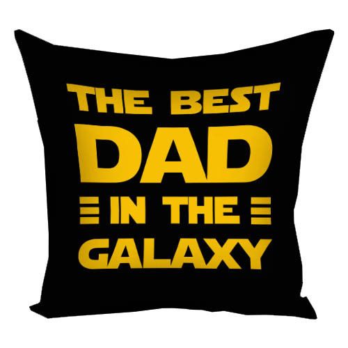 Подушка габардинова з принтом The best dad in the galaxy 40x40 см (4P_TAT018)
