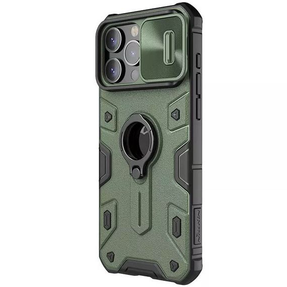 TPU+PC чохол Nillkin CamShield Armor (шторка на камеру) для Apple iPhone 15 Pro Max (6.7") Зелений | Зображення 2