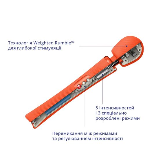 Вібромасажер Fun Factory VIM Vibrating Wand sunrise orange, суперпотужний та легкий, до 6 годин роботи | Зображення 3