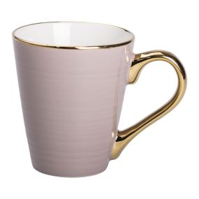 Чашка порцелянова із золотим обідком та позолоченою ручкою 320 (мл) Кремова RX-N240624CR