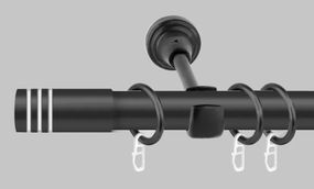 Черный матовый Карниз для штор металлический однорядный 19 мм Модуло 300 см.