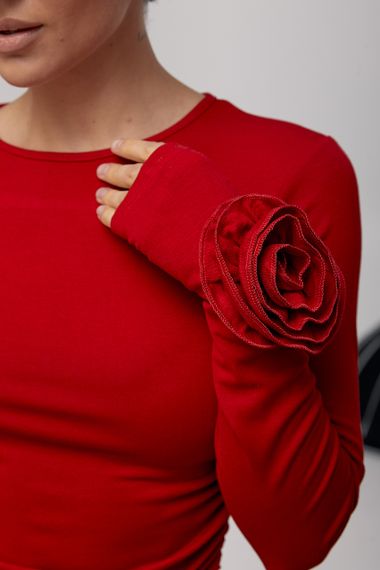 Еластичний лонг з трояндами - темно-червоний цвет, ONE SIZE (є розміри) | Зображення 3