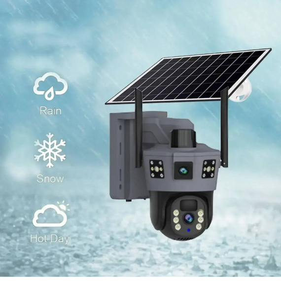 Вулична камера із сонячною панеллю Wi-Fi Solar ptz 6MP, камера з поворотом і нічним баченням, wi-fi камера | Зображення 2