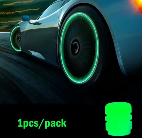 Зелені флуоресцентні (неонові) ковпачки на ніпель для велосипеда, машини, мотоцикла, самоката