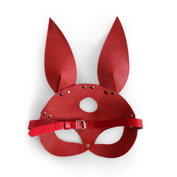 Кожаная маска Зайки Art of Sex - Bunny mask, цвет Красный | Зображення 3