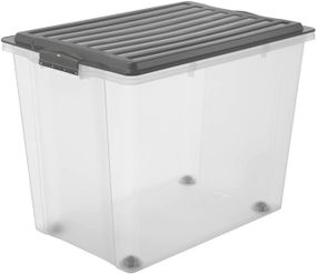 Контейнер для хранения пластиковый на колесиках с крышкой Rotho (Рото) Compact A3 70 л (11649) Серый