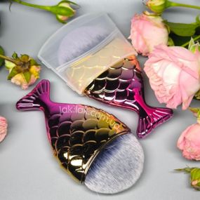 Щетка рыбка от пыли для маникюра (розово-золотая)