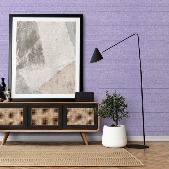 Самоклеюча 3D панель 3080x700x3мм Світло-фіолетова Цегла SW-00001758 | Зображення 5