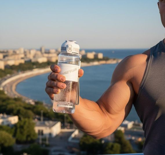 Спортивная бутылка KANGZYUAN 700 мл - Белая Tritan BPA-free, ударопрочная эко-бутылка сфильтром и ремешком | Зображення 9