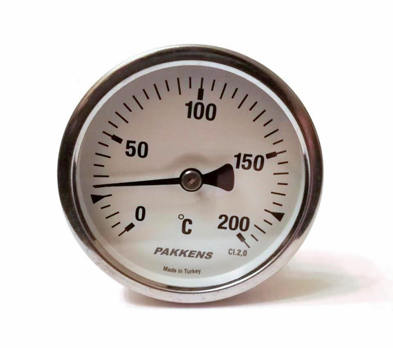 Термометр D 63 мм/200°С биметаллический трубчатый с погружной гильзой L-110 мм 1/2" PAKKENS Турция | Зображення 1