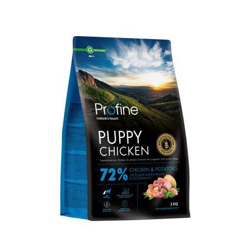 Корм сухой Profine Puppy Chicken and Potatoes для щенков и юниоров всех пород, с курицей и картофелем, 3 кг