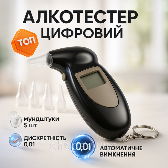 Алкотестер цифровий з мундштуками, Хороший алкотестер, Алкотестер алкоголю персональний, Цифровий драгер