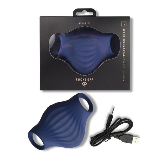 Мастурбатор Rocks Off Palm Blue, петлі для пальців, 10 режимів Sex Aura | Зображення 4