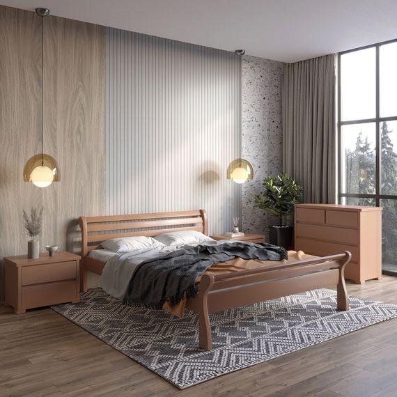 Односпальне дерев&#039;яне ліжко Mebigrand Верона Коричневий (RAL8025) 80х190 см (MBG-4488)