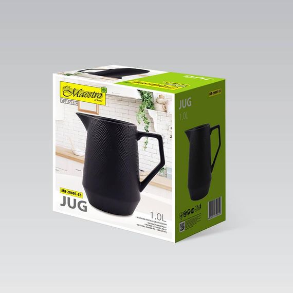 Глечик керамічний Maestro Black MR-20001-55, 1 л, для води, молока, напоїв | Зображення 2