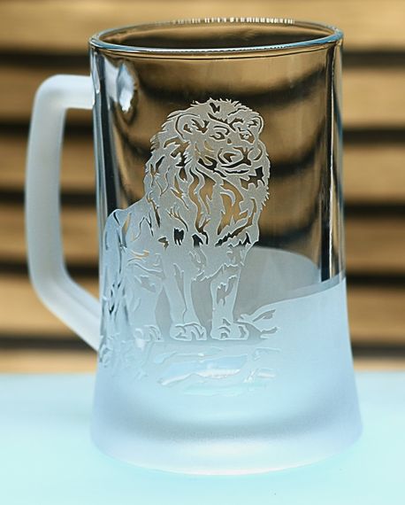 Пивной бокал 670 мл с ручкой Лев подарок для мужчины кружка с гравировкой царь зверей | Зображення 2