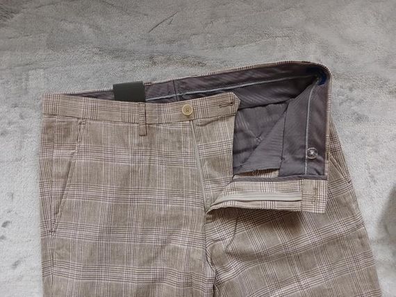 Мужские льняные классические брюки в клеточку р. 46 | Зображення 1