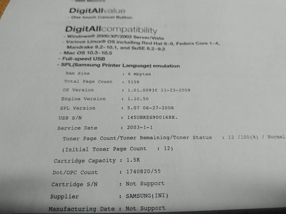 Принтер Samsung ML-1640 / Лазерний монохромний друк / 600x1200 dpi / A4 / 16 стор/хв / USB 2.0 б/в | Зображення 3
