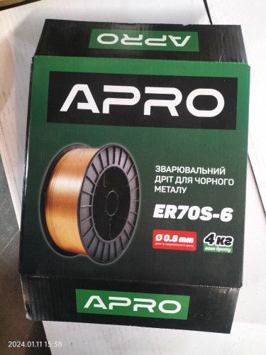 Зварювальний дріт ER70S-6 0,8мм 4кг п.б. APRO 6999241