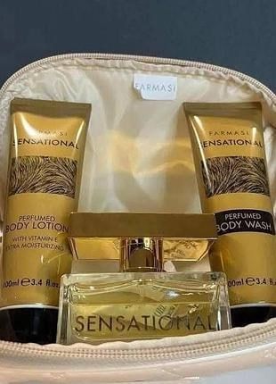 Набір парфумована вода + гель для душу + лосьйон для тіла + косметичка Farmasi Sensational | Зображення 3