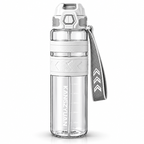 Спортивна пляшка KANGZYUAN 500 мл біла Tritan BPA-free ударостійка еко-пляшка з антиковзкими вставками