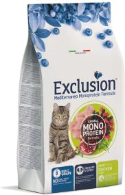 Повнораціонний сухий корм Exclusion Cat Adult Chicken з м’ясом курки для дорослих котів всіх порід 12 кг