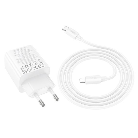 МЗП Hoco N55 Fundador PD20W four-port (2USB-A/2C) + кабель Type-C to Lightning White | Зображення 2