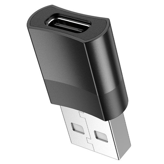 Переходник Hoco UA17 USB Male to Type-C Female USB2.0 Черный | Зображення 1