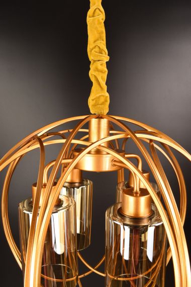 Люстра підвісна LOFT на 4 лампочки 25863 Жовтий 50-115х47х47 см. | Зображення 4