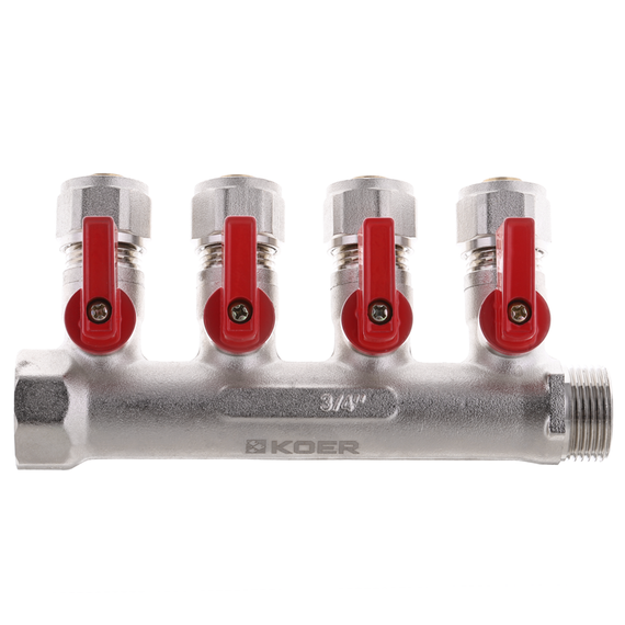 Колектор з кульовими кранами та фітингом Koer KR.1125-4 - 3/4”x4 Ways (KR2837) | Зображення 2