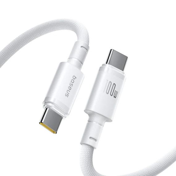 Дата кабель Baseus New Braided Type-C to Type-C 100W (1m) (E0426) Moon White
