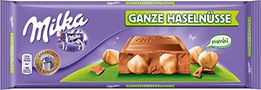 Шоколад молочный с цельными лесными орехами (фундук) Milka Haseln, 270 г
