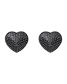 Накладки-серця на соски зі стразами Obsessive A750 nipple covers, чорні