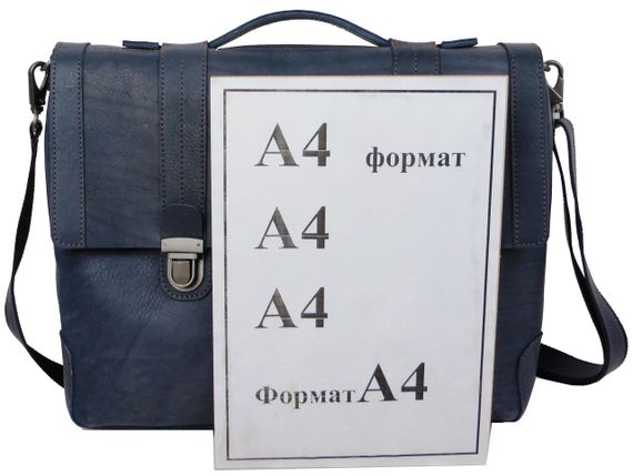 Чоловічий шкіряний портфель Mykhail Ikhtyar, Україна синій | Зображення 4