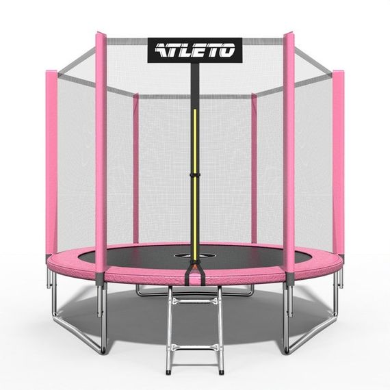 Батут дитячий Atleto 183 см із захисною сіткою для дому та дачі і драбиною рожевий 42400498 | Зображення 7