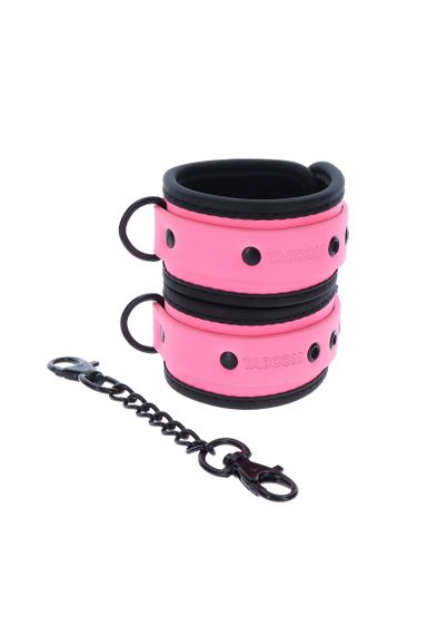 БДСМ-поножі фіксатори для ніг бондаж Taboom Ankle Cuffs — рожеві, з веганської шкіри, світяться в темряві | Зображення 5