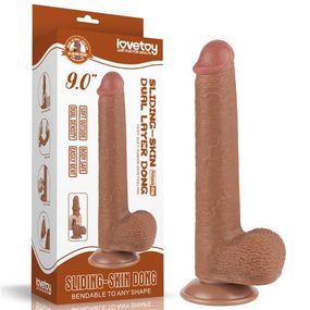 Фалоімітатор - Sliding-Skin Dual Layer Dong 9" Brown Sex Aura