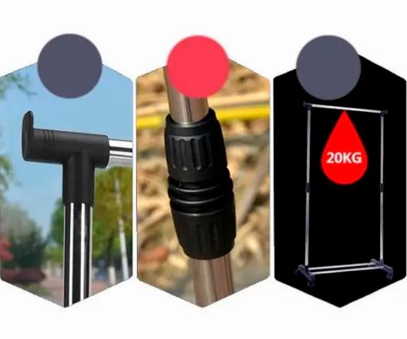 Вішалка для одягу Triple Stand Hanger подвійна телескопічна 3 полиці для взуття 160х80х38 см (Triple Stand Hanger_704) | Зображення 2