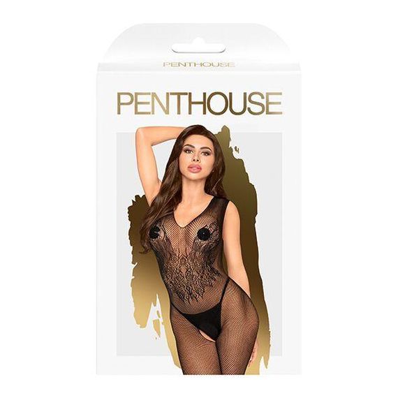 Бодістокінг з візерунком у вигляді крил та метелика Penthouse - Wild catch black XL | Зображення 2