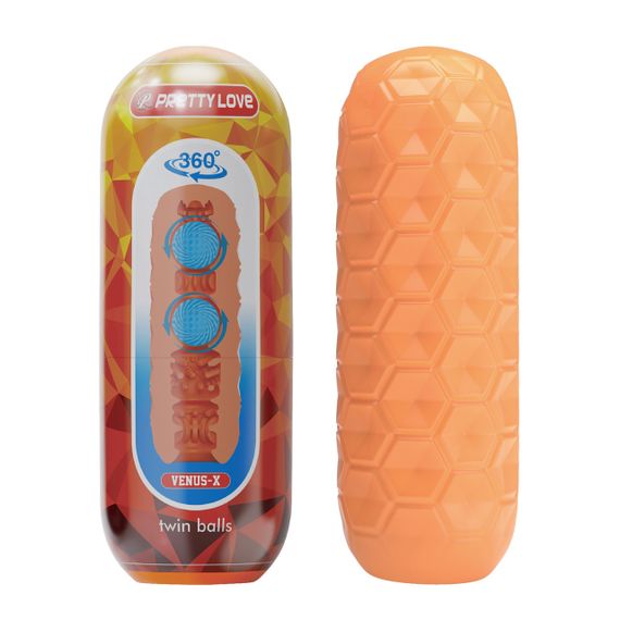 Мастурбатор Pretty Love Venus-X Orange з кульками для стимуляції, 18 х 6.5 см Sex Aura | Зображення 1