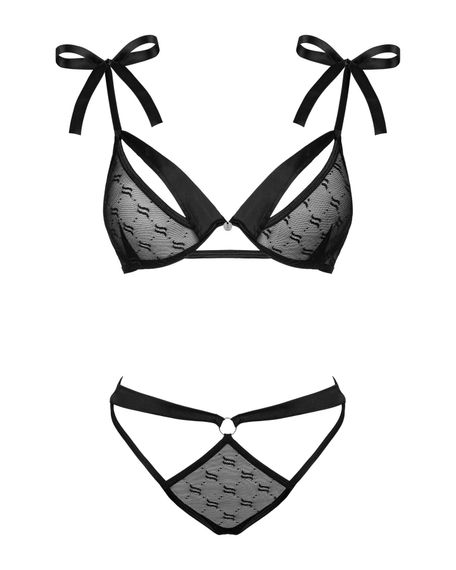 Напівпрозорий еротичний комплект Obsessive Obsessivia 2-pcs set black L/XL, бюстгальтер та трусики,, L/XL | Зображення 4