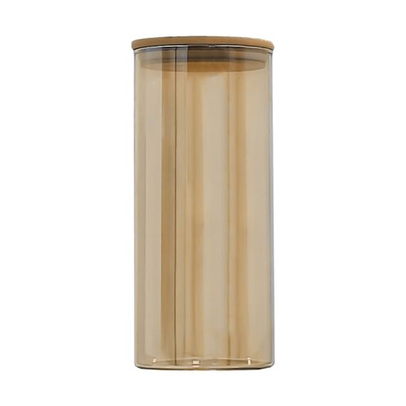 Ємність скляна з дерев'яною кришкою (кругла) бурштин VT-8012 Vittora 1200 мл