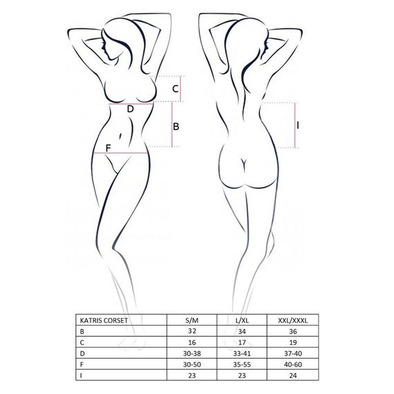 Корсет з пажами Passion KATRISS CORSET L/XL, black, трусики, шнурівка | Зображення 4