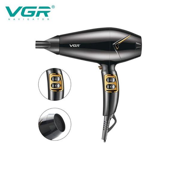 Мощный электрический профессиональный фен для волос VGR V-423 1800-2200W, Женский фен для волос | Зображення 2