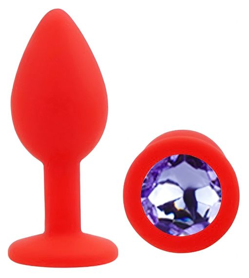 Анальна пробка EGZO Red Round Plug S з кристалом, червона, виготовлена з гладкого силікону Sex Aura | Зображення 1